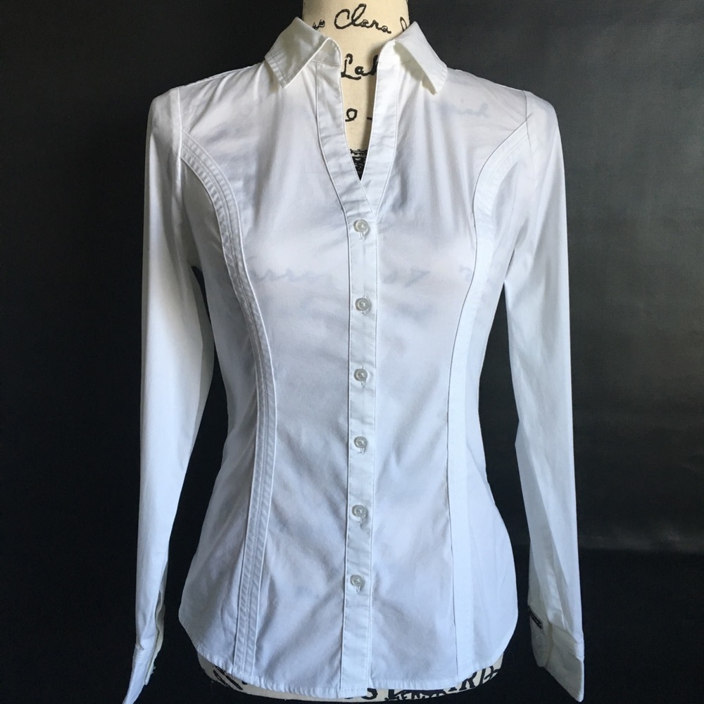 XS Express White Dress Button Down Shirt